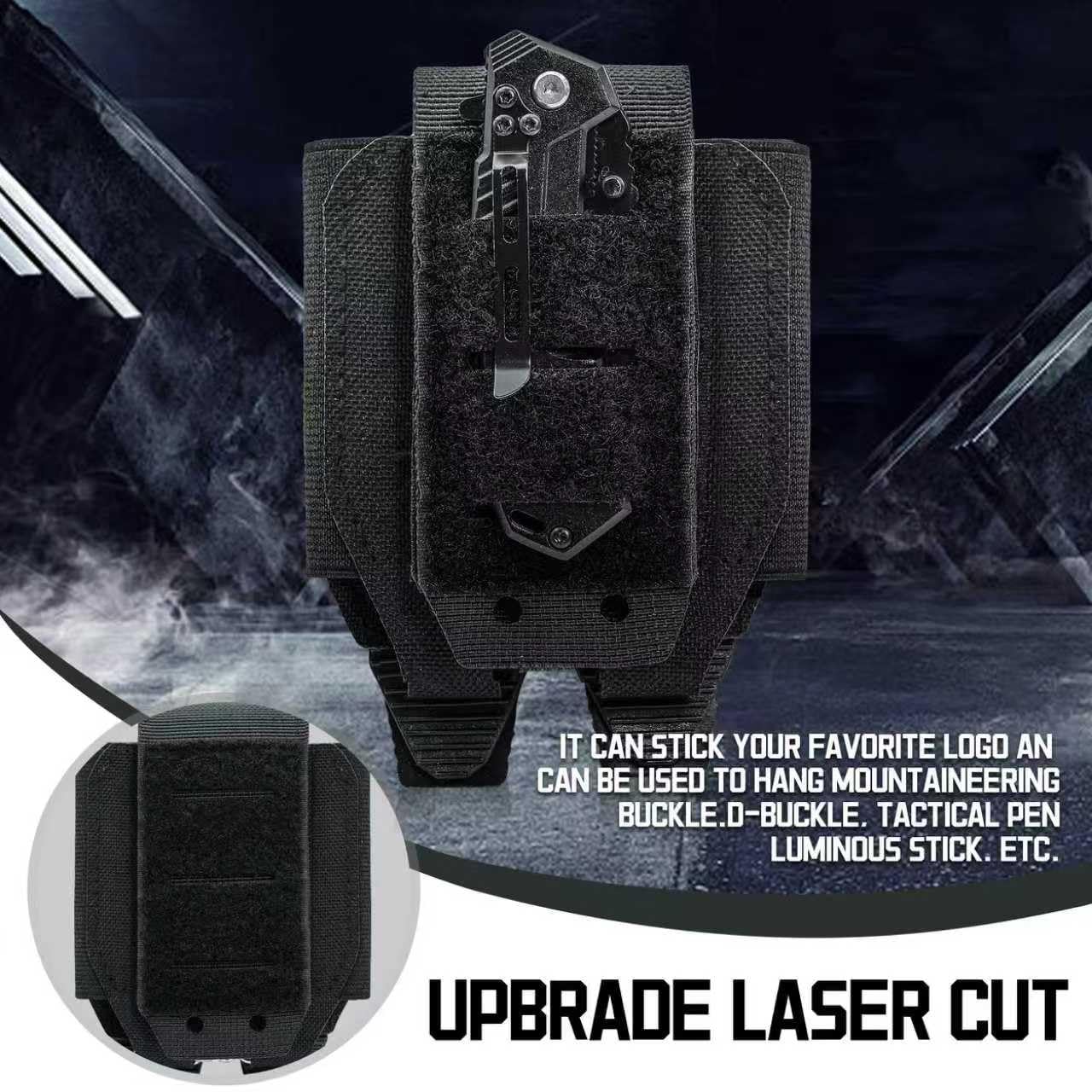 Molle Handcuff Pouch, Upgrade Laser Cut Handcuffs Case, Tactical Hand Cuff Holster Fit Chained Cuffs/Hinged Cuffs/Folding Rigid Cuffs/S&W Cuffs (2 Pack)