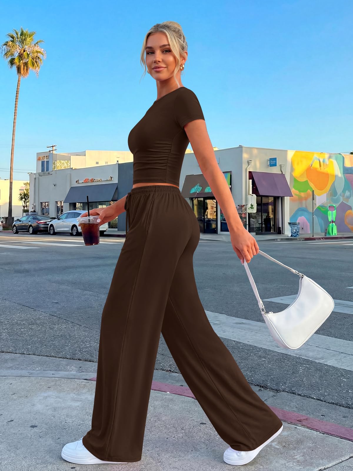 Trendy Queen Womens 2 Two Piece Set 2026 Summer Workout Vacation Gym Clothes Spring Fashion Lounge Matching Airport Travel Outfit Resort Wear Fitness Athleisure Clothing