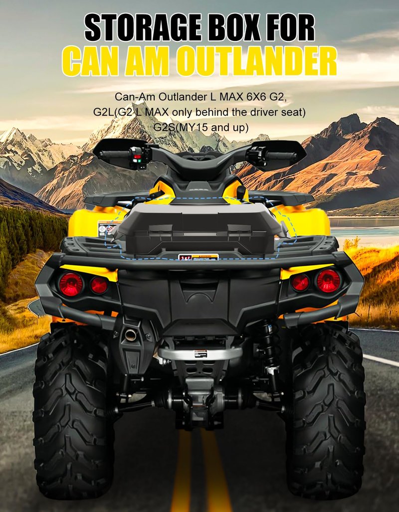 XATVXUTV Removable Cargo Storage Box for Can Am Outlander, 2 GAL(7.5L) Front Rear Storage Bin Waterproof Back Seat Rack Box for Can-Am Outlander L MAX 6X6 Accessories, ATV Replace OEM #708200408