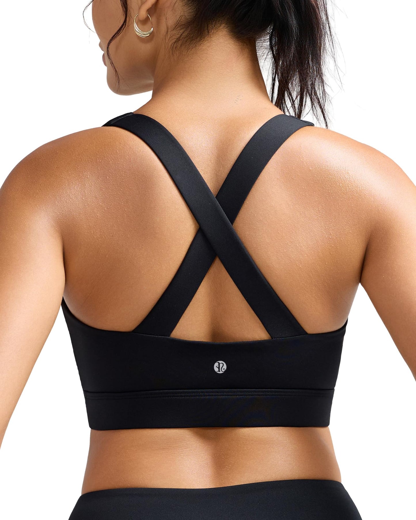 RUNNING GIRL Black Sports Bra for Women,Molded Cups High Support Sports Bras for Women Large Bust(3135Black_M)