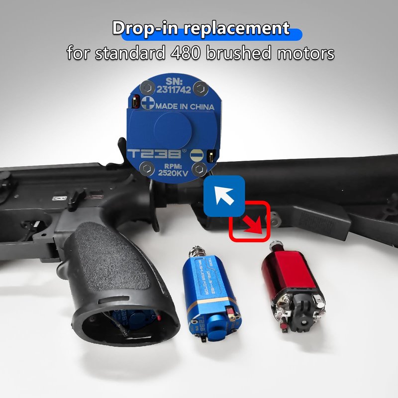 T238-QRBLS480 Airsoft Brushless Motor High Thermal Efficiency High Torque & Speed AEG Brushless Motor for Airsoft