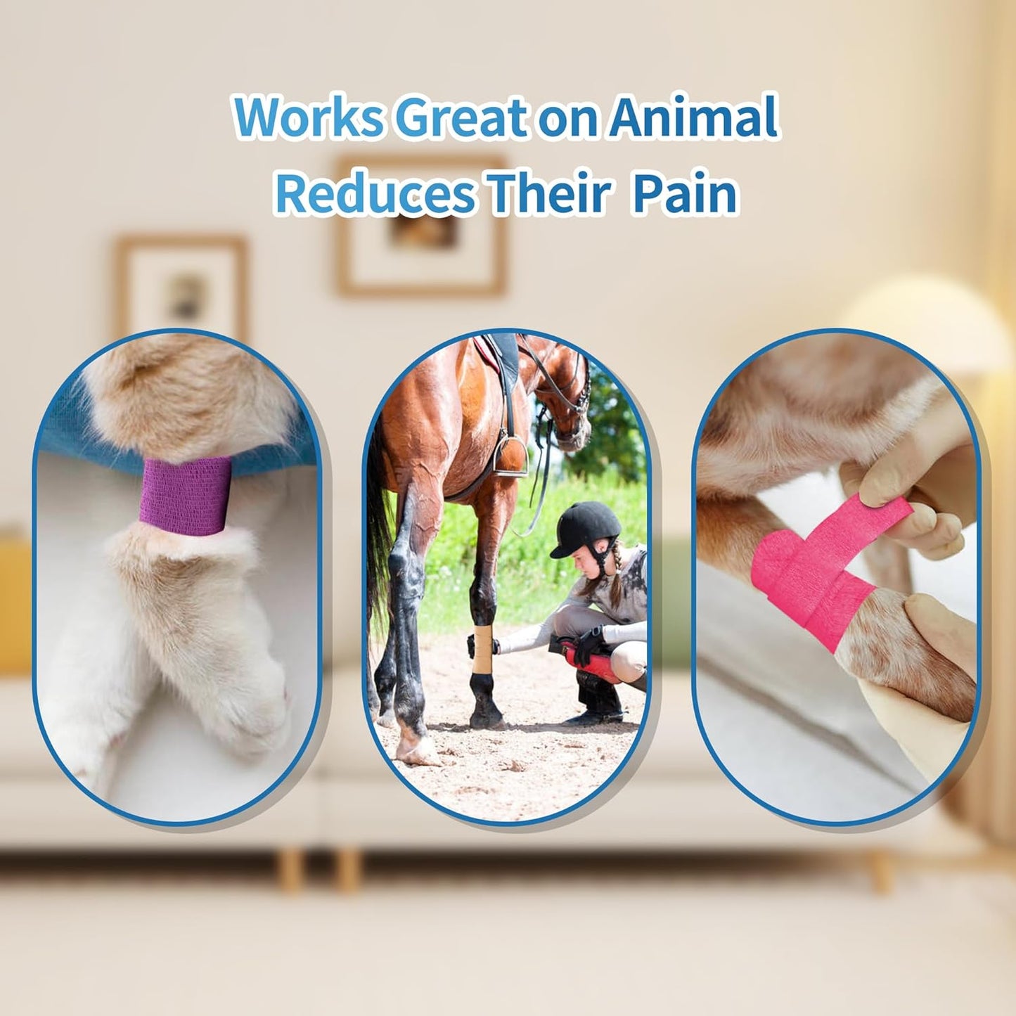 Self Adhesive Bandage Wrap - Cohesive Sports Tape 4" x 5 Yards | Breathable Vet Wrap for Horses & Dogs (Black)