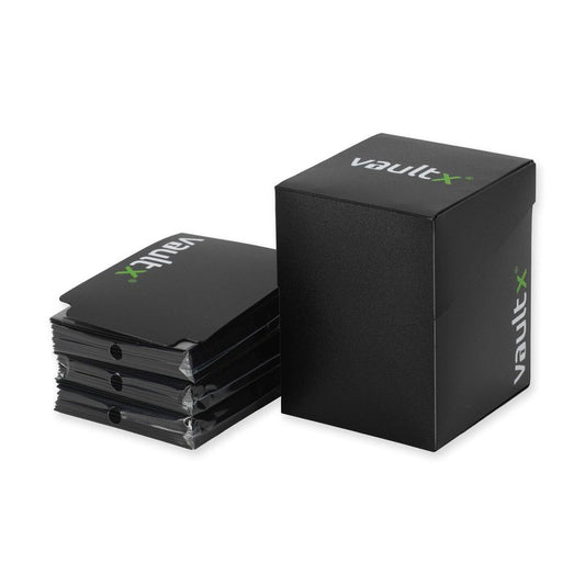 Vault X Large Standard Deck Box with 150 Black Sleeves, fits 100+ Sleeved Trading Cards (Black)