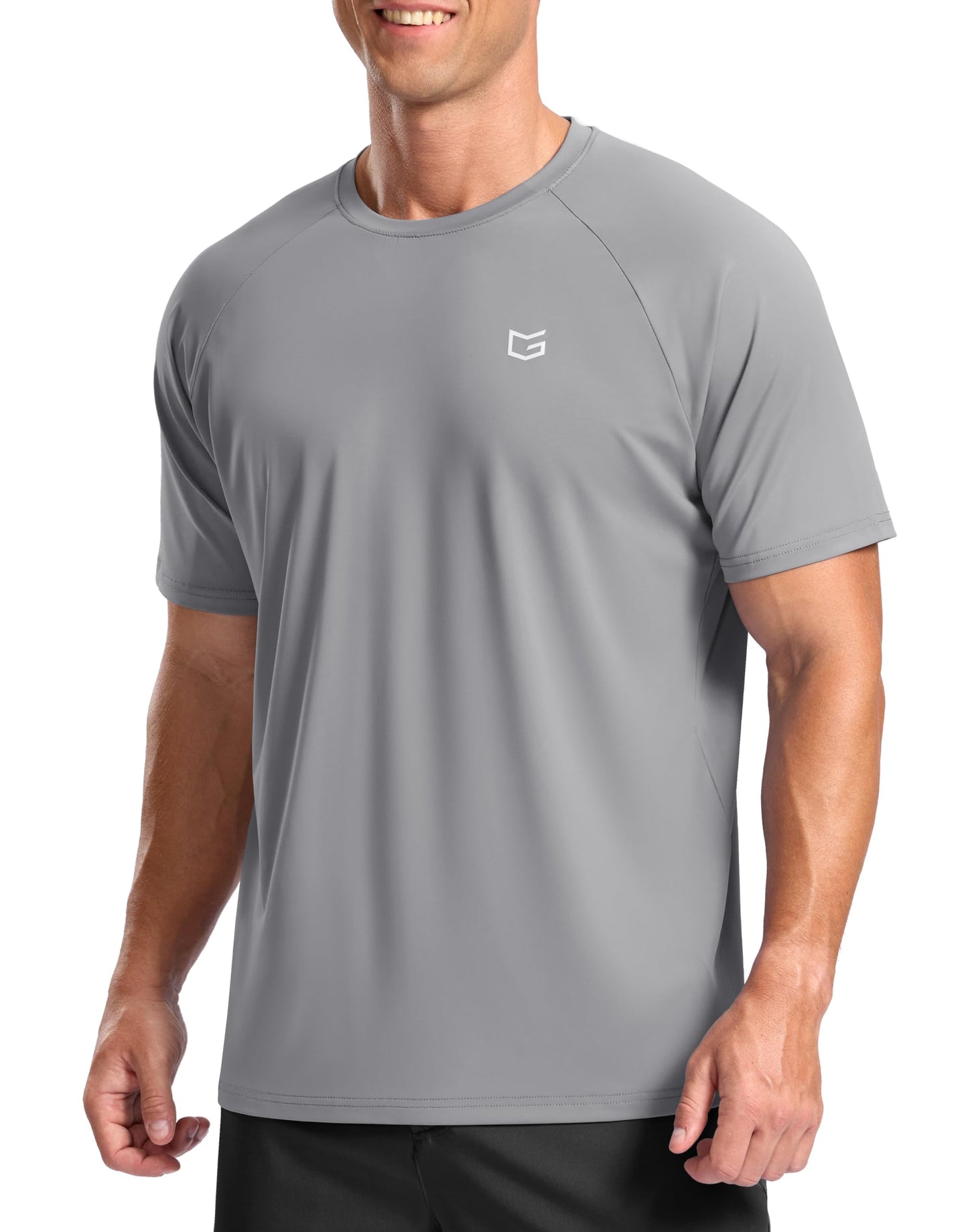 G Gradual Men's Athletic Workout T-Shirts Moisture Wicking Cooling Running Shirts Short Sleeve Performance Tee for Gym Tennis(Light Grey,4XL)