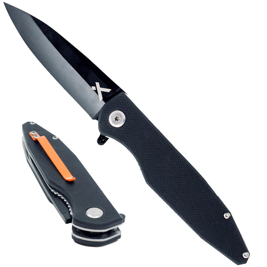 Bear Grylls Folding Blade Pocket Knife, 3.6" 3cr13 Steel Blade, EDC Knife with G10 Handle, and Belt Clip for Camping, Survival and Backpacking - Black