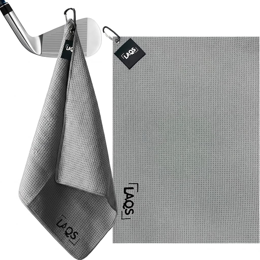LAQS Magnetic Golf Towel 24 x16 – Premium Waffle Weave Microfiber Golf Rag with Strong Magnet and Clip for Clubs & Carts – Ultra-Absorbent, Quick-Dry Golf Towel for Cleaning Clubs & Balls