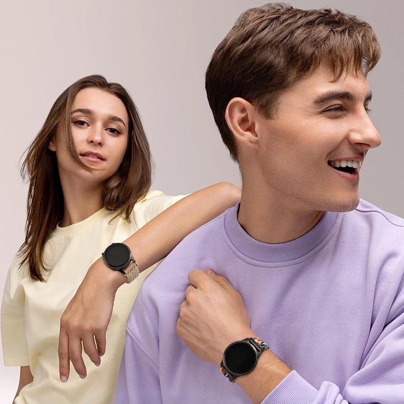 Folavii 20mm Magnetic Braided Nylon Band Compatible With Garmin Vivoactive 6/Vivoactive 5/3/3 Music Watch Bands, Quick Release Stretchy Strap Replacement for Venu Sq 2/Forerunner 55/165/245/645