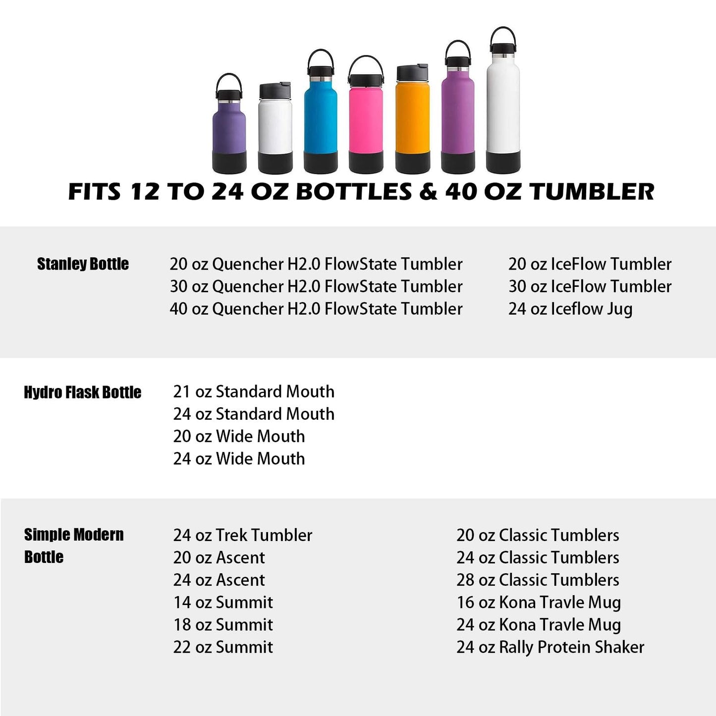 TFAK Protective Silicone Boot For Stanley Quencher Tumbler 30 oz 40 oz & IceFlow 20oz 30oz & Hydro Flask Water Bottle 12-24oz & Simple Modern Bottle