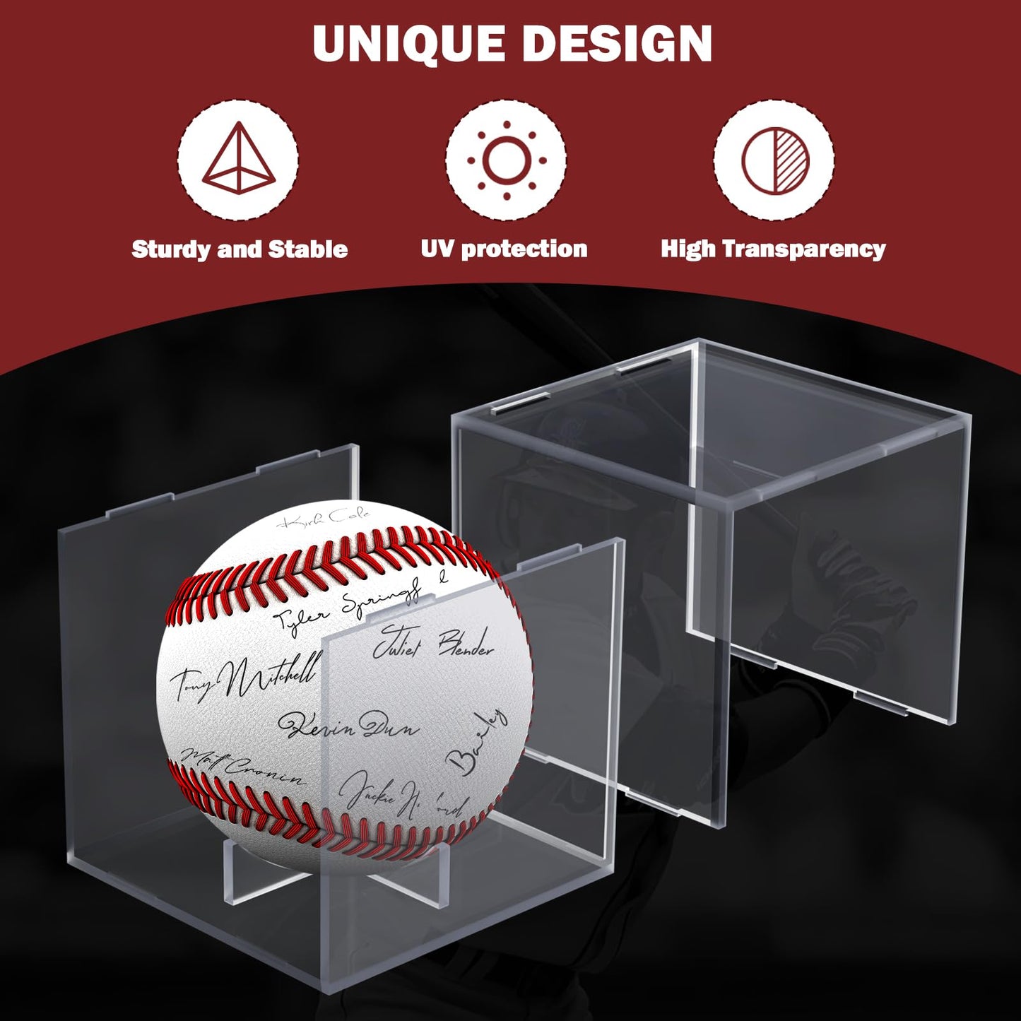 Leffis Baseball Display Case, Baseball Holder Display Case, Acrylic UV Protected Baseball Case for Display, for Autographed Baseball