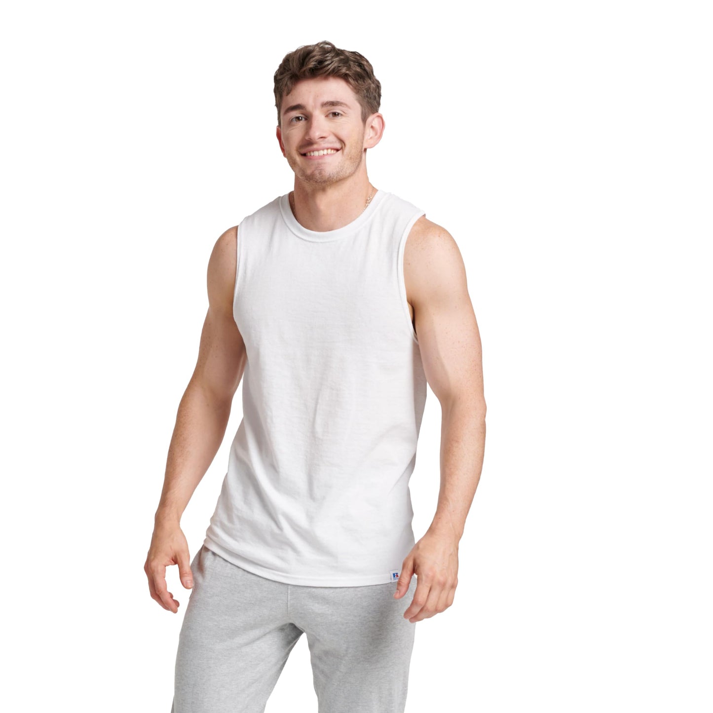 Russell Athletic Mens Cotton Performance Sleeveless Muscle T-Shirt T Shirt, White, 3X-Large US