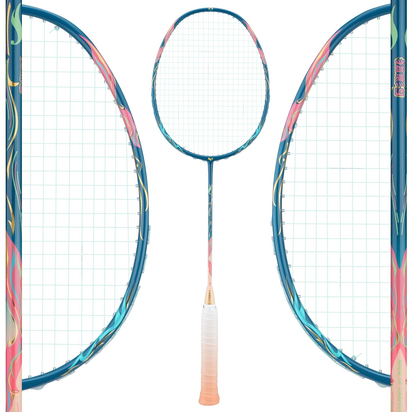 YODIMAN Single Professional Badminton Racket for Advanced Players - 50T Graphite Carbon Fiber with Aerodynamic Frame, Pre-Strung 26lbs, Ultra-Light 5U for Club & Tournament