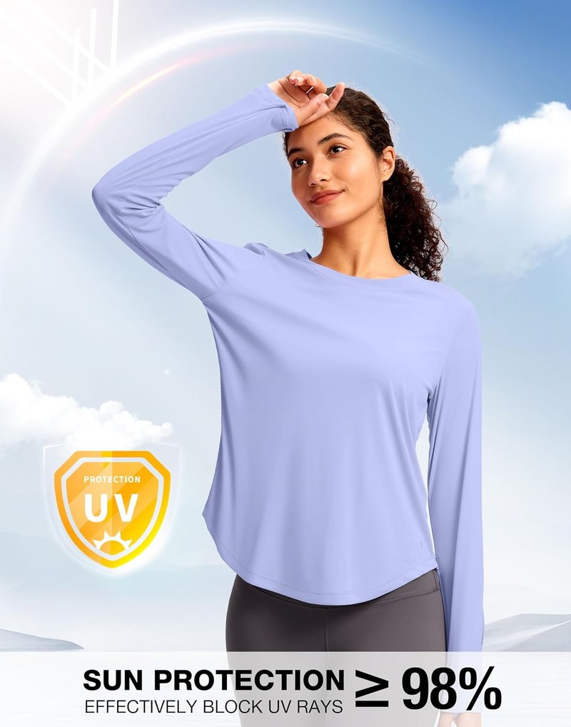 UPF 50+ Women's Sun Protection Shirt - Lightweight Long Sleeve Rash Guard for Hiking & Workouts