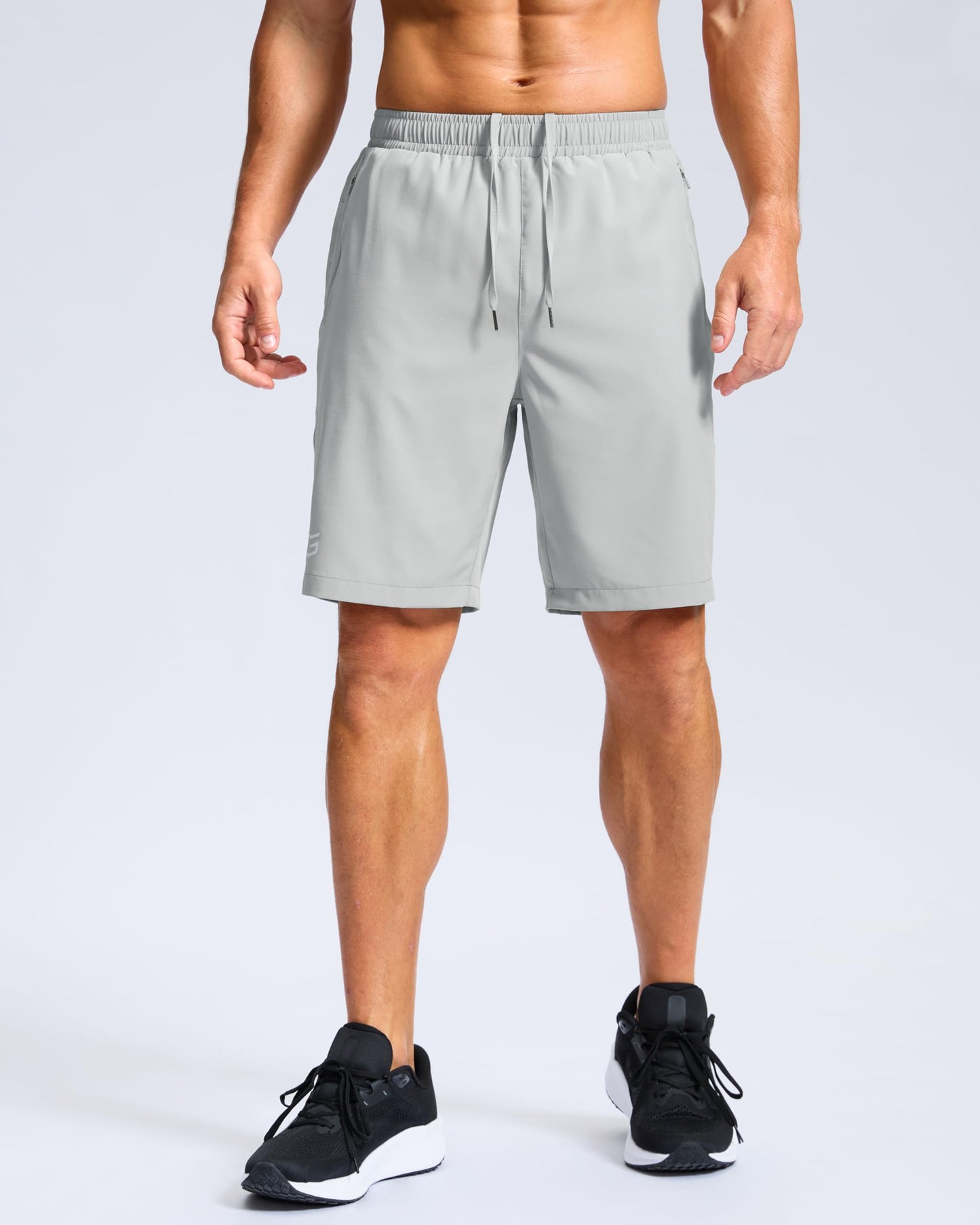 G Gradual Men's Athletic Running Shorts with Zipper Pockets Quick Dry 7"/ 5"/ 9" Workout Gym Shorts for Basketball Hiking(Platinum Grey,9S)