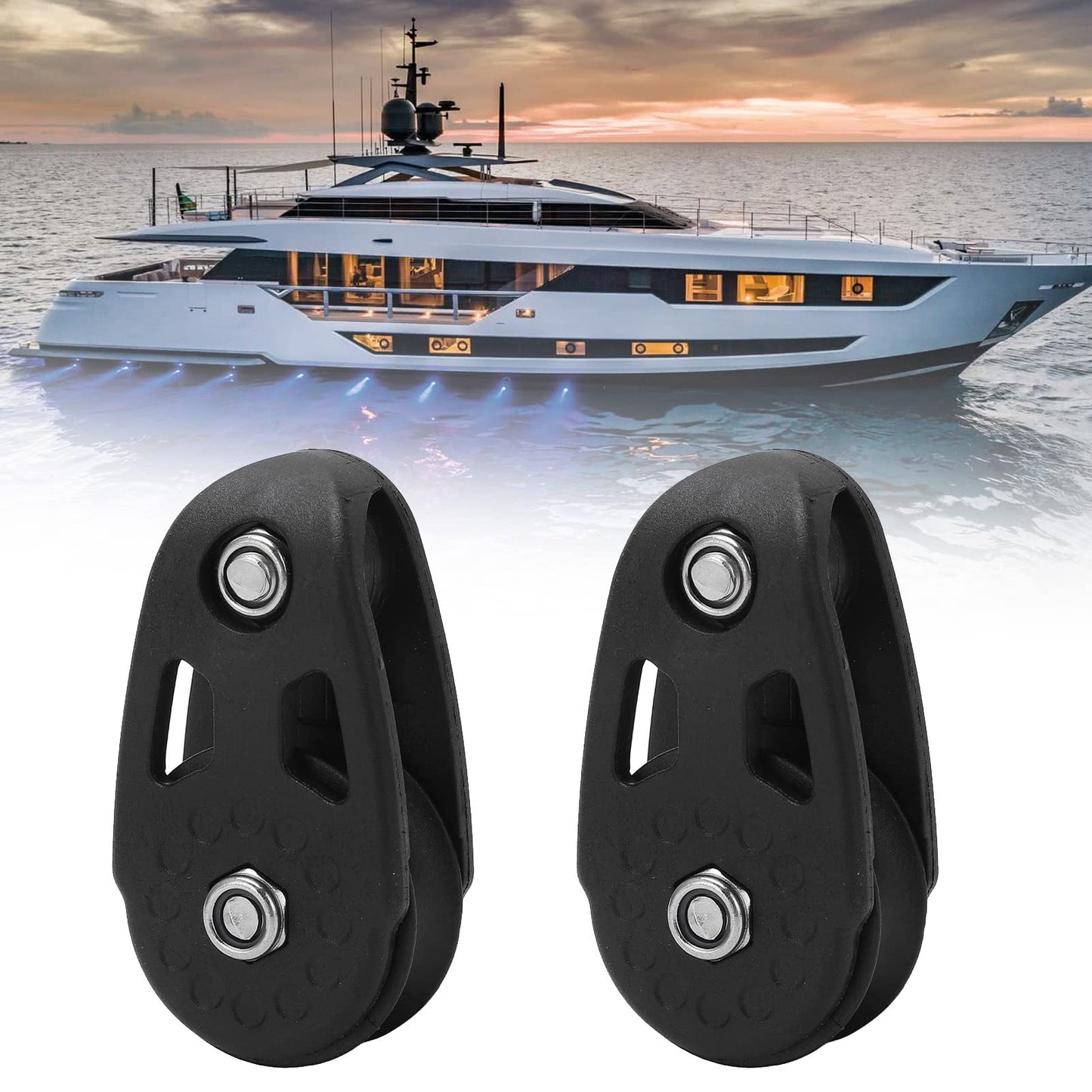 Acouto Kayak Pulley Kit 2pcs Nylon Kayak Slide Rail Anchor Trolley Pulley Block Sheave for Ship Yacht Canoe Boat Marine