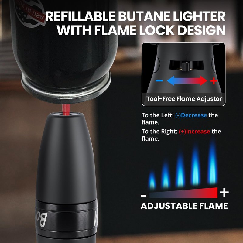 CHOICEDC Torch Lighter, Bright Fire Cool Blazara Lighters with Safety Lock, Funny Spinning Wheel, Refillable Butane Torch, Windproof Adjustable Jet Flame Lightsaber Lighters for Candles BBQ Cooking