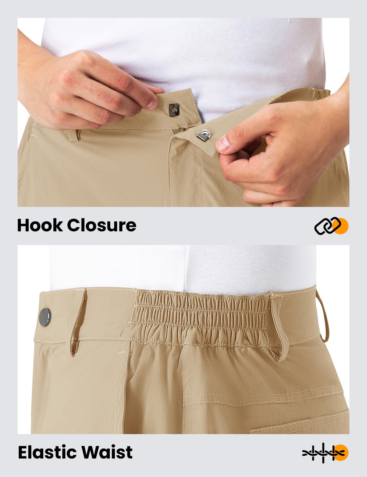 TBMPOY Men's 9" Golf Shorts Lightweight Quick Dry Hiking Short Khaki 32