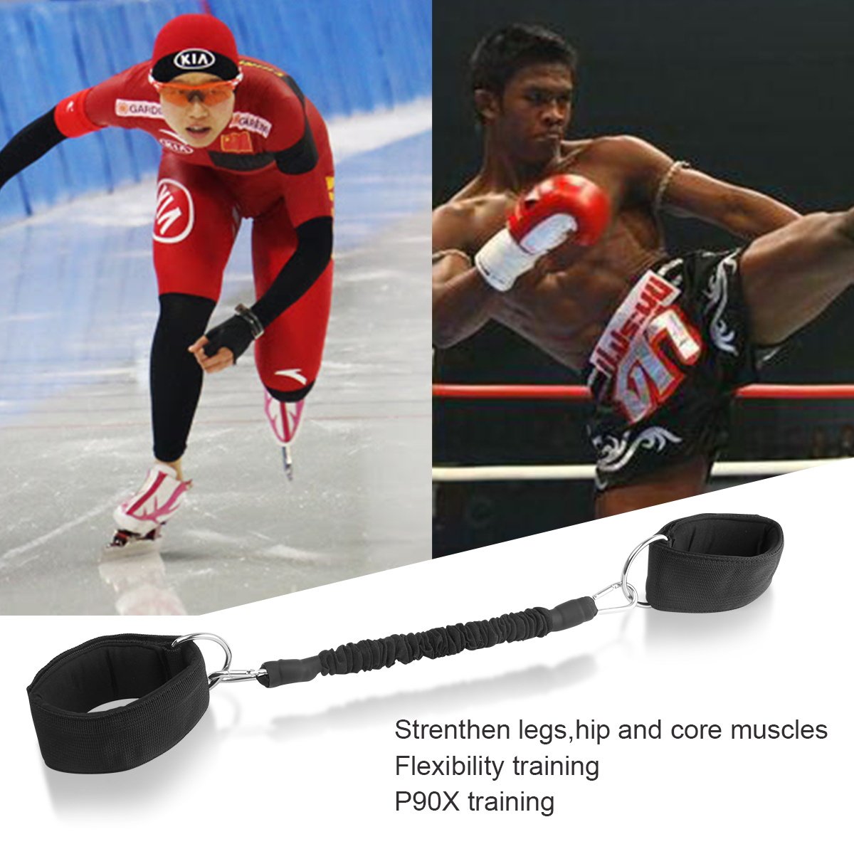 HYVAWO Strength Legs Resistance Bands with Ankle Straps Speed Agility Training for Running Taekwondo Skating Fitness Exercise