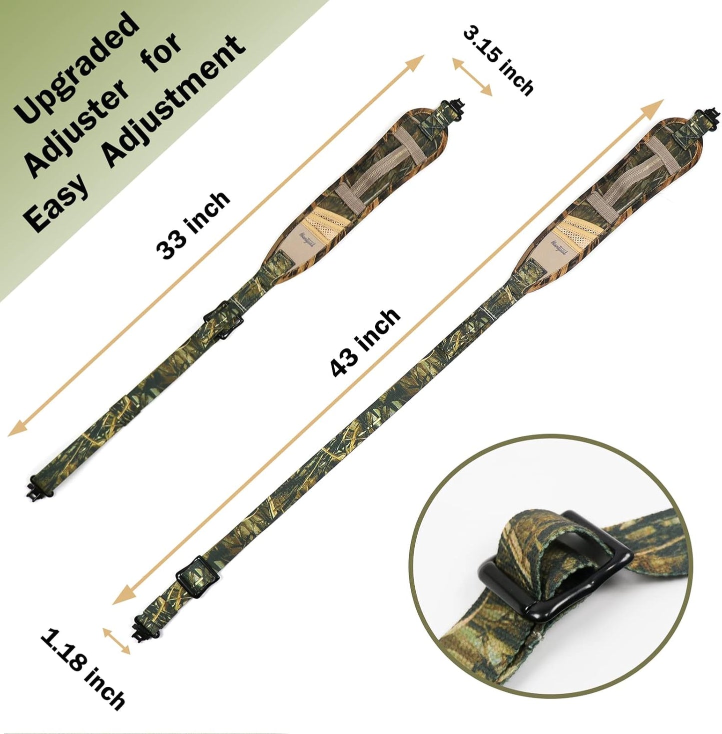 HUNTPAL Camo Gun Sling - 2 Point Shotgun Rifle Strap with Quick-Grab Handle & 3 Pockets | Durable Nylon Webbing