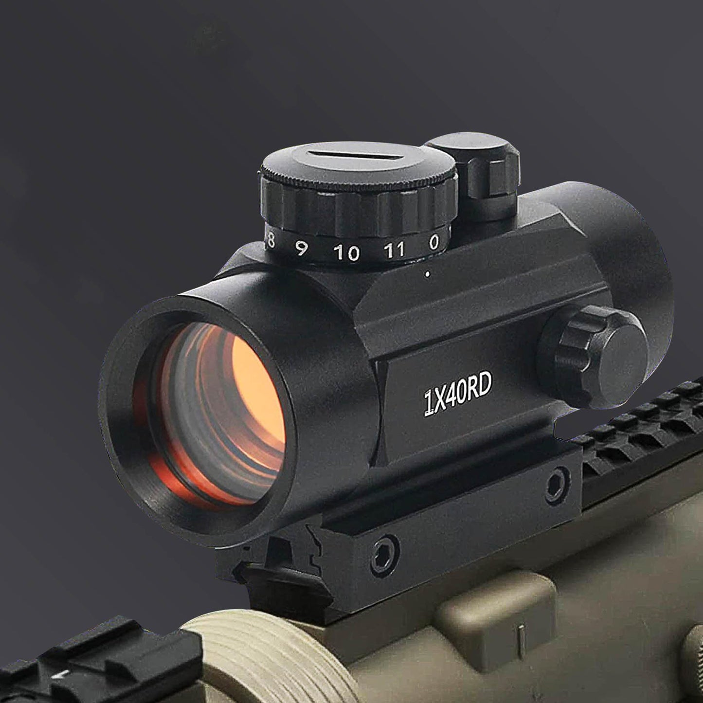 KASENTE 1x40 Red Dot Reflex Sight, Airsoft Rifle Scope, 11 Brightness Level, Tactical Optics Hunting Riflescope with 20mm / 11mm Weaver Picatinny Rail Mount