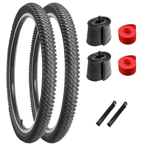 26 inch Bike Tires, Bicycle Tires 26"x 1.95" Folding Replacement for Mountain Bike, 26" Schrader Valve Bike Tubes, Bicycle Tire Levers and Tire Liners 2 PCS