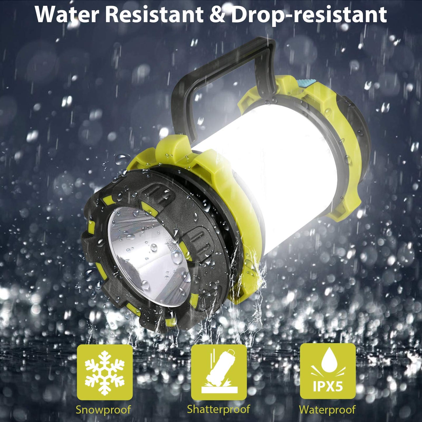 1 Pack Camping Lantern, Outdoor Led Camping Lantern, Rechargeable Flashlights with 1000LM, 6 Modes, 4000mAh Power Bank, IPX5 Waterproof Portable Emergency Camping Light for Hurricane Survival Hiking