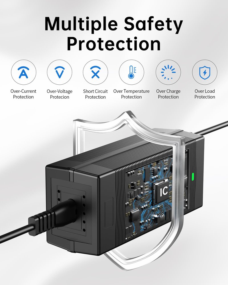 WUKUR 54.6V 2A Electric Scooter Charger 5 Connectors for 48V Lithium Batteries Compatible with Lectric XP 2.0/3.0, for Ecotric City/Beach, for Evercross H5/H7 Ebike