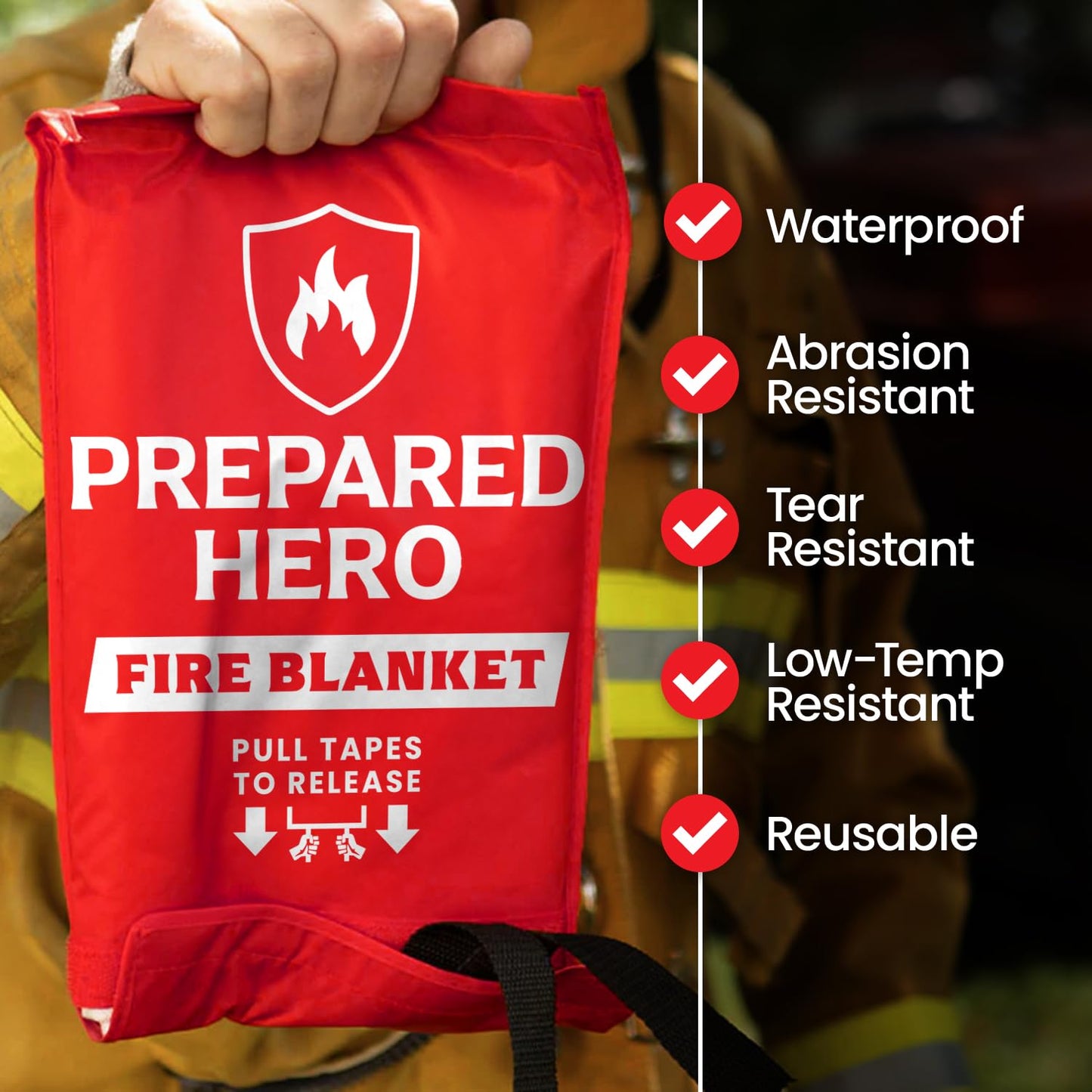 Prepared Hero Emergency Fire Blanket - 2 Pack - Fire Suppression Blanket for Kitchen, 40” x 40”, for Home, Fiberglass Fire Blanket.