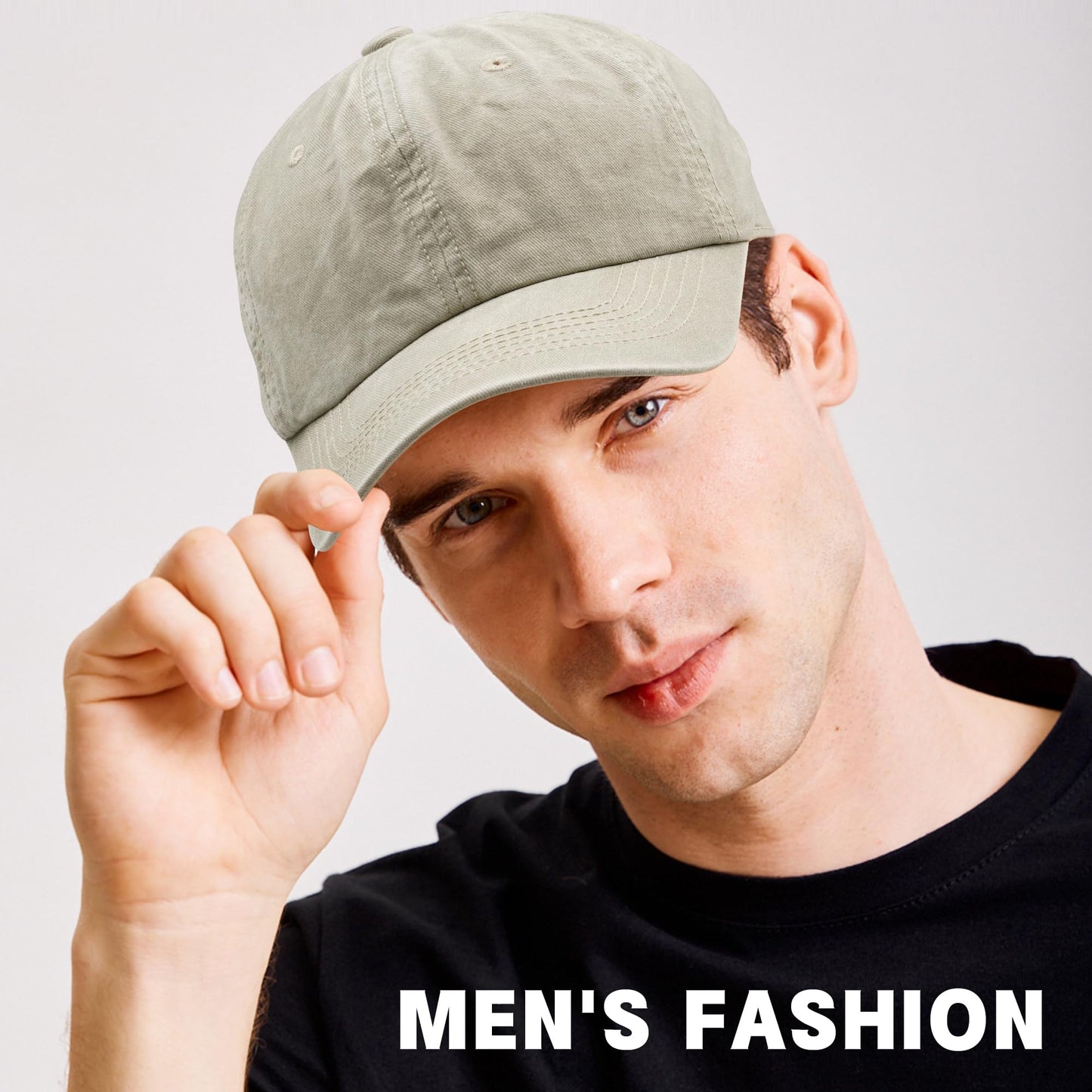 2 Pack Baseball Caps Golf Dad Hats,Ajustable Vintage Washed Cotton Ball Cap for Men Women(Khaki+Black)