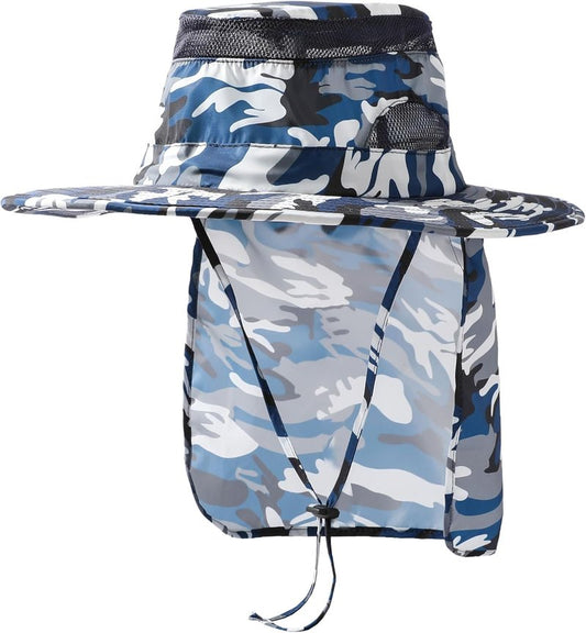 UV 50+ Sun Protection Hat - Wide Brim Bucket Hat for Outdoor Sports | Fishing Hat with Neck Flap