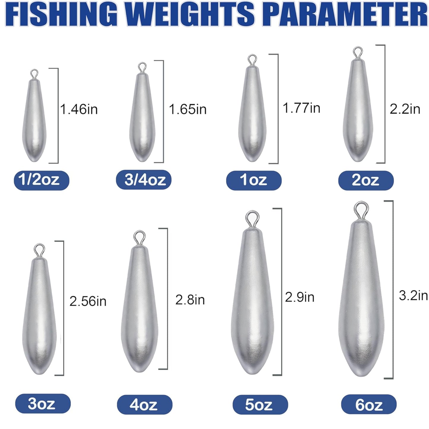 TKHDBF Fishing Weights Sinkers, Teardrop Drop Shot Weights for Bass Fishing
