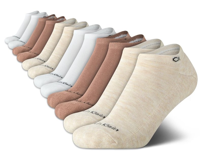 Calvin Klein Womens No Show Socks - 12 Pack Breathable Cushioned Athletic Performance Low Cut Running Socks for Women, Size 4-10, Neutral Assorted