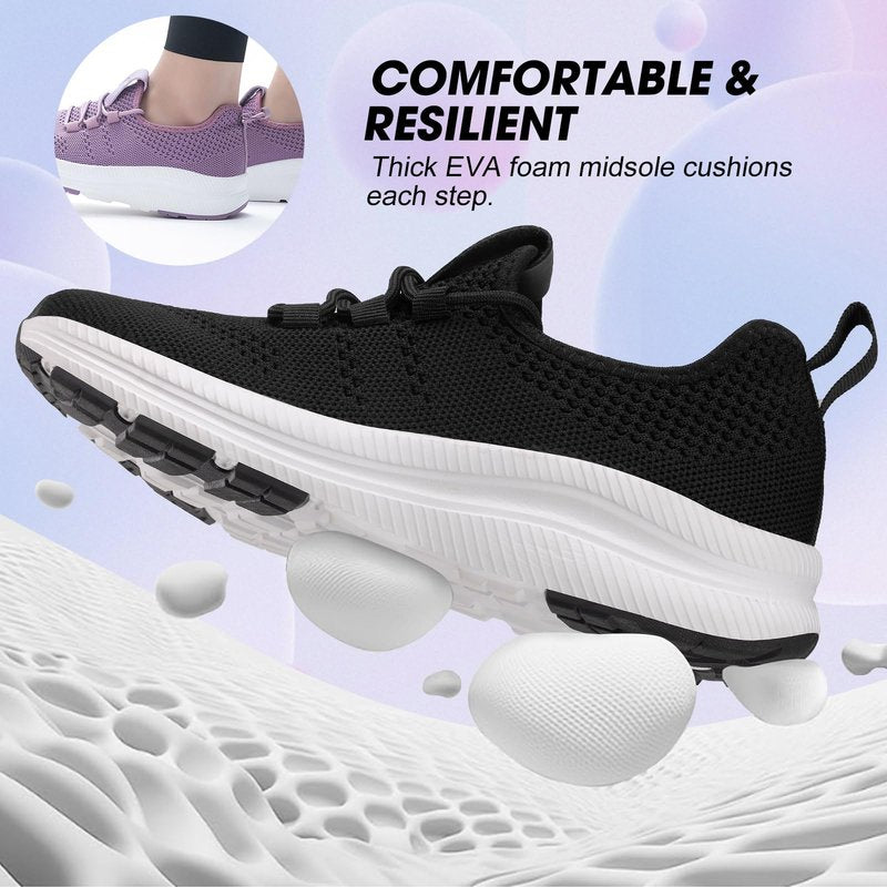 ZOVE Wide Toe Box Shoes Women Extra Wide Width Sneakers Ultra Light Road Running Shoes Non-Slip Tennis Sneakers Breathable Walking Athletic 8803 Black 37