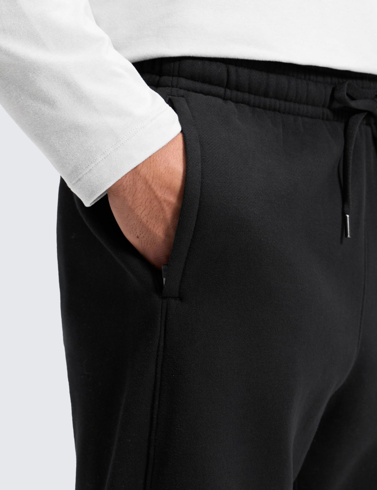 CRZ YOGA Cotton Fleece Lined Sweatpants for Men 30" - Classic Fit Casual Lounge Cozy Sweat Pants Joggers with Zipper Pockets Black Medium