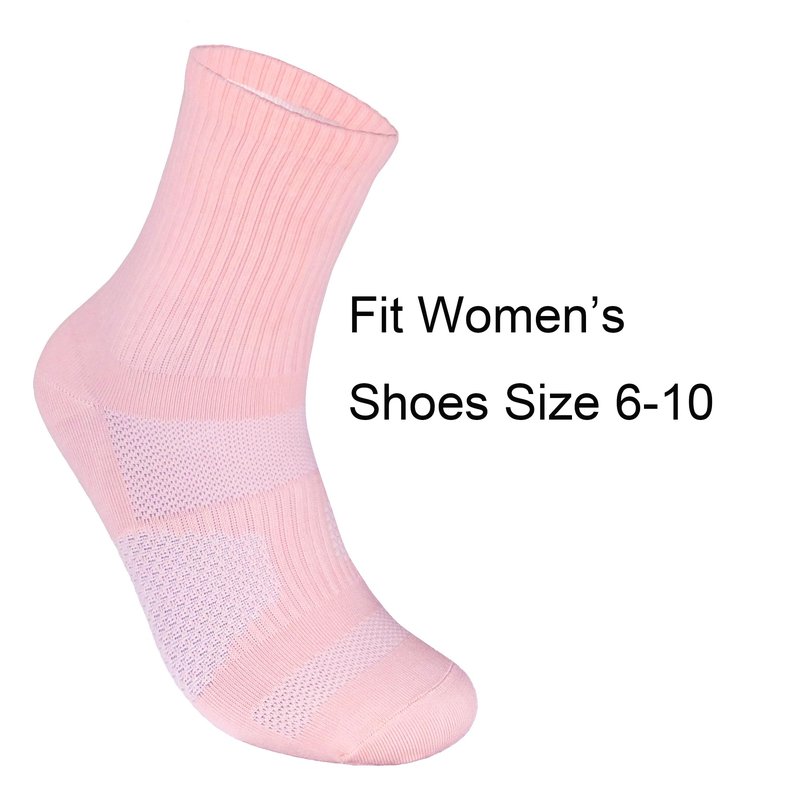 Pauboland Womens 6-Pack Peach Pink Anti Sweat Odor Resistant Stink Proof Compression Quarter Crew Cotton Athletic Running Hiking Socks, Size 6-10