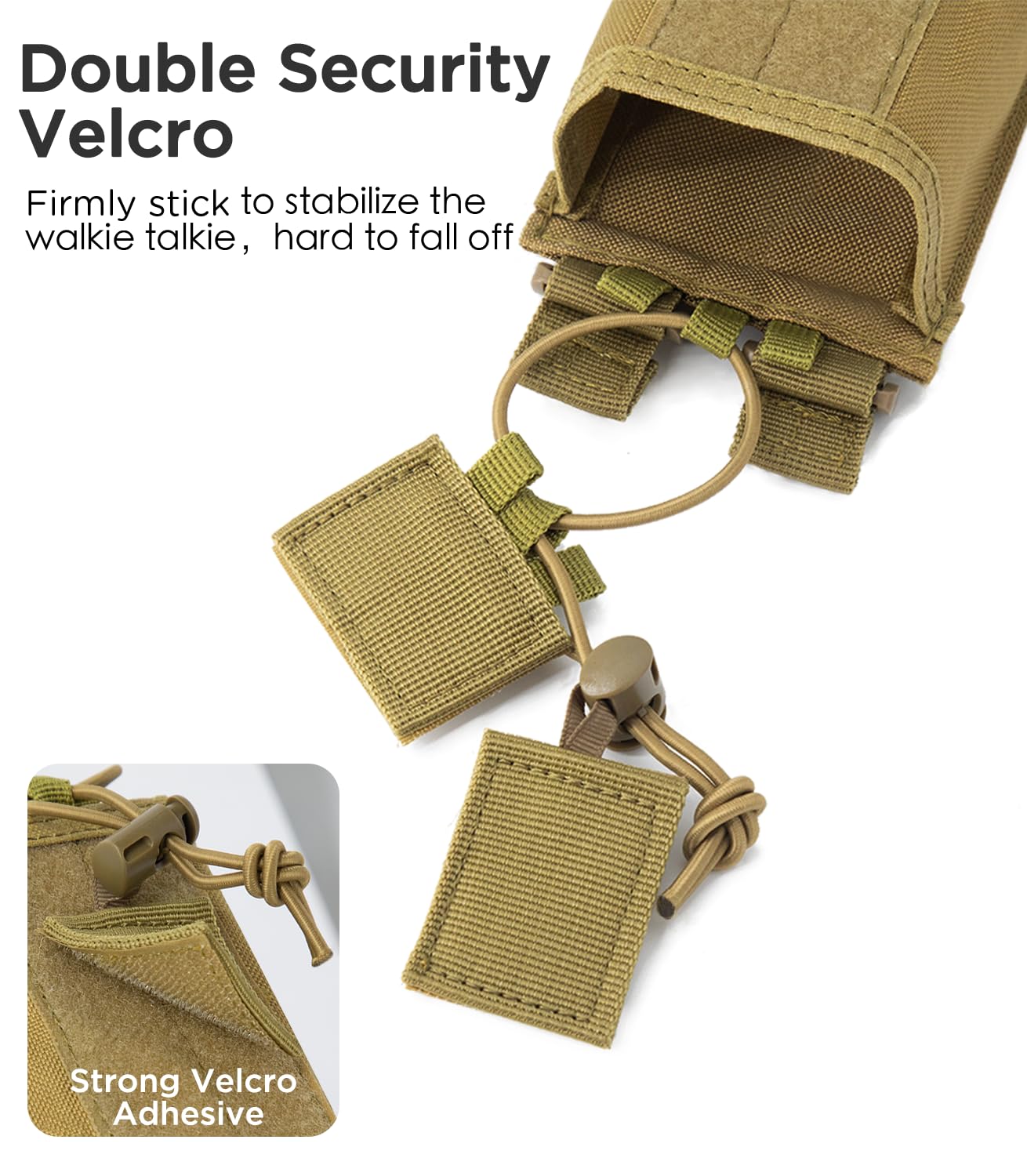 INGIDO Molle Radio Pouch Holster, Adjustable Storage Belt Holder Case Heavy Duty Nylon for Universal Two Ways Walkie Talkie, Tan