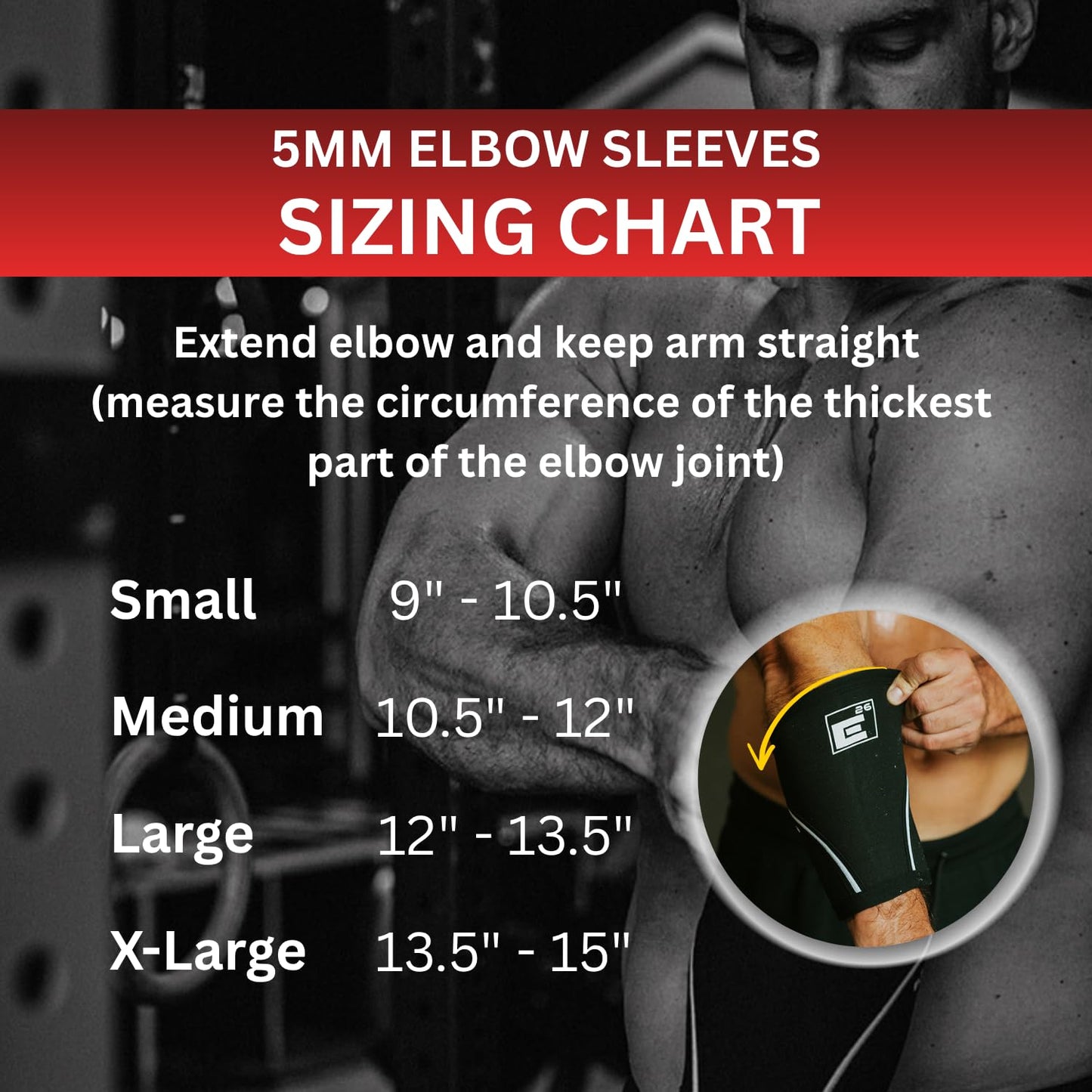 Element 26 Elbow Sleeve Weightlifting - 1 Pair (5mm) Neoprene Elbow Sleeve for Support & Compression - Elbow Brace for Powerifting, Body Building, Bench & Functional Fitness - Men & Women