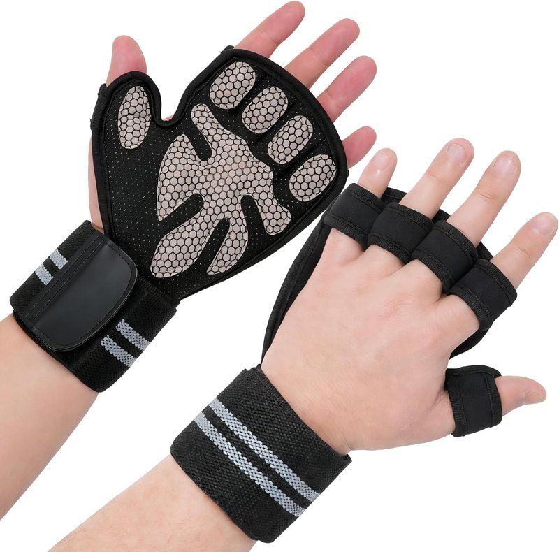 Workout Gloves with Wrist Wraps - Ventilated Weight Lifting Gloves for Men & Women | Anti-Sweat Gym Fitness Support