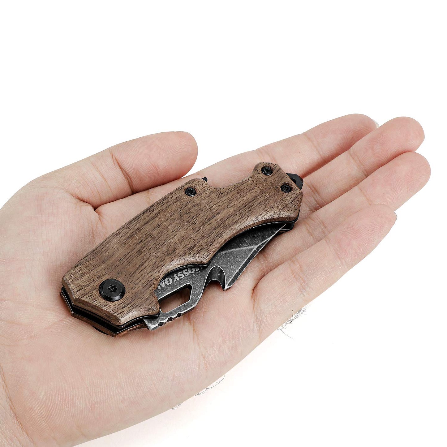 Mossy Oak Mini Folding Pocket Knife, Stainless Steel Drop Point Blade - EDC Multi-tool with Bottle Opener and Glass Breaker (Brown)