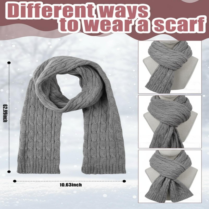 Suhine 8 Pcs Women Hat Scarf Gloves and Earmuff Set Winter Knit Beanie Pompom Hat Warm Touch Screen Gloves for Men Adult(Black, Gray,Stain,Chunky Twist Style)