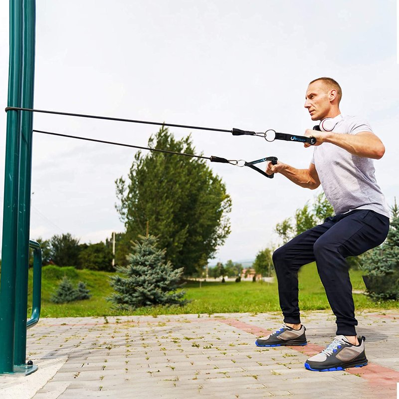 Fitteroy Home Gym Workout Bands - Resistance Band Weight Set Includes 5 Stackable Tension Bands, Premium Exercise Handles, Ankle Straps, Door Anchor and Carry Bag for Exercise & Physical Therapy
