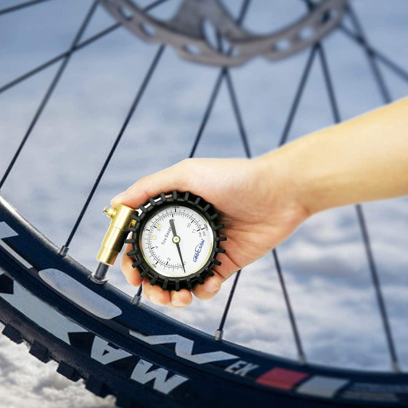 GODESON Presta Valve Pressure Gauge with Air Pressure Relief for Mountain Bicycle Fat Tires,Low Pressure Range to 30 PSI/2BAR…