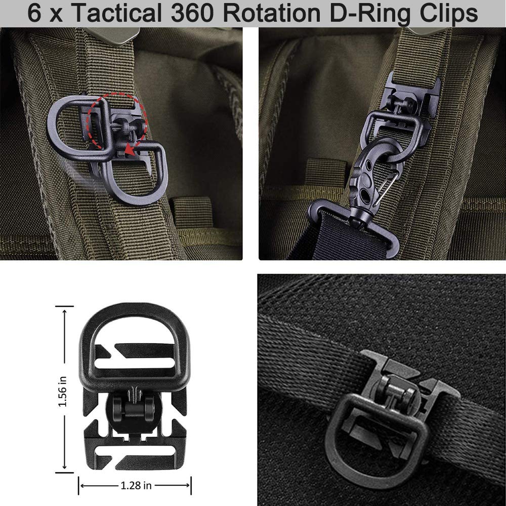 Molle Accessories Kit of 30 Attachments for 1" Webbing Molle Bag Tactical Backpack Vest Belt, Molle Attachments with Molle Pouches D-Ring Grimloc Locking Gear Clip Web Dominator Elastic Strings Buckle