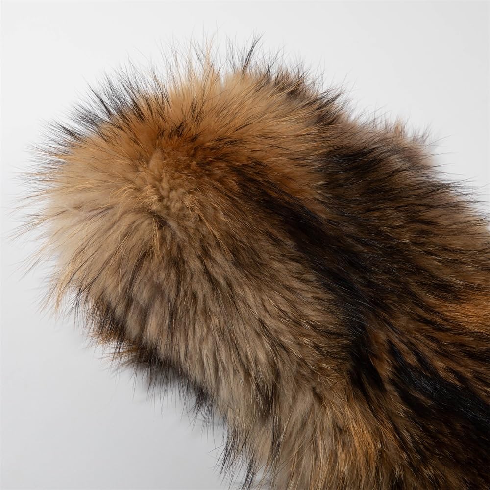 Natural Tanned Raccoon Fur Pelts - Premium Quality Real Skin for Fly Tying & Crafts | 29.5-31.5" Length, 9.8-11.8" Width, Brown