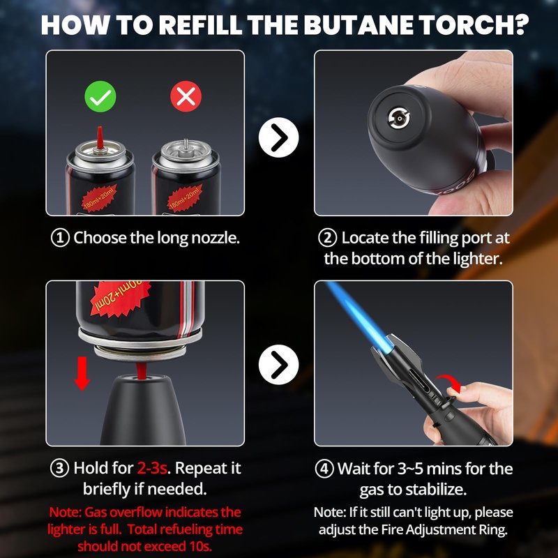 CHOICEDC Torch Lighter, Bright Fire Cool Blazara Lighters with Safety Lock, Funny Spinning Wheel, Refillable Butane Torch, Windproof Adjustable Jet Flame Lightsaber Lighters for Candles BBQ Cooking