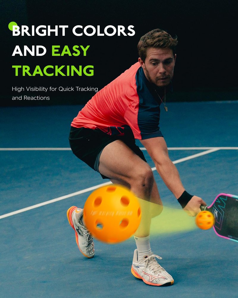 Warping Point Indoor Pickleball Balls, 12 Pack 26 Holes Orange PickleBalls, Meet USAPA Specifications, High Bounce Durable Practice Pickle Ball for Beginners Intermediate Player
