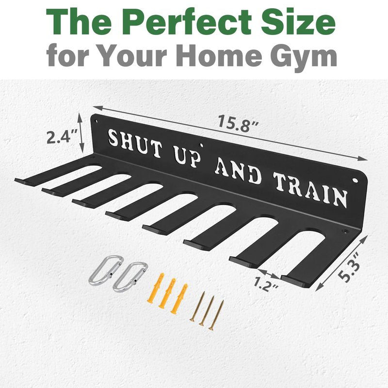 WIPHANY Home Gym Accessories Organization Storage Rack Equipment For Home 8 Hook Wall Hanger Display Gear Barbells Resistance Bands Jump Ropes Lifting Belt Hanger Accessories Hardware Included
