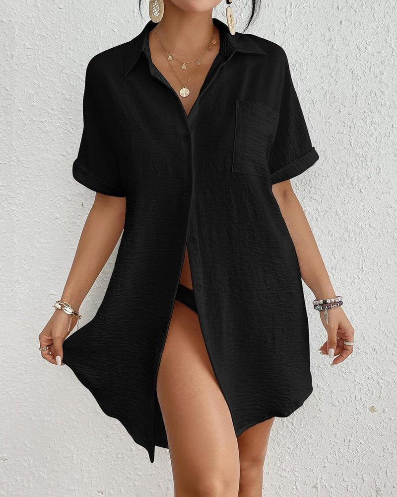 Women’s Swimsuit Cover-Up Dress - Button Down Beach Vacation Outfit | Lightweight & Stylish