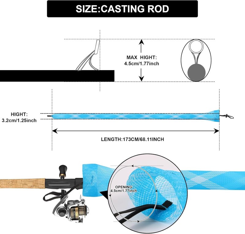Fishing Rod Sleeve - Durable Rod Socks for Fishing Poles | Lanyard Included for Fly & Casting Rods