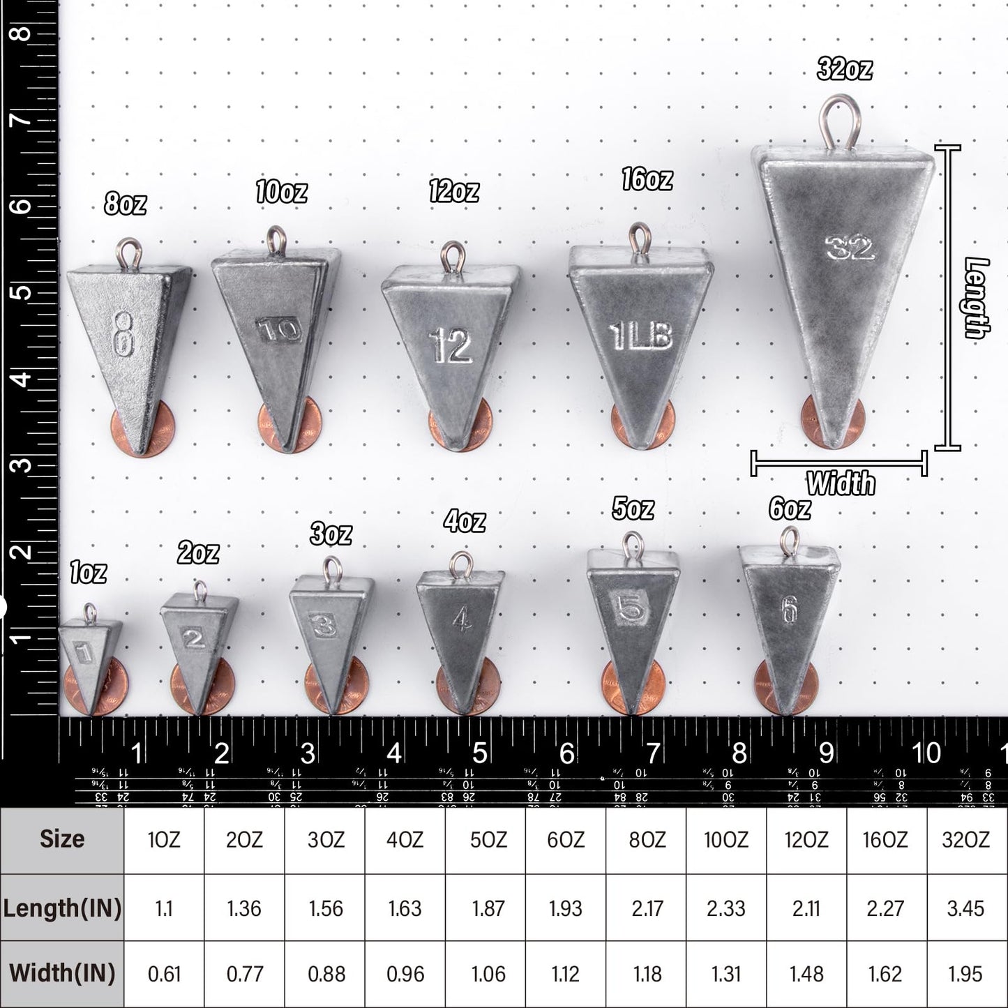 Alwonder Pyramid Sinkers Lead Fishing Weights Surf Pompano Catfishing Kit
