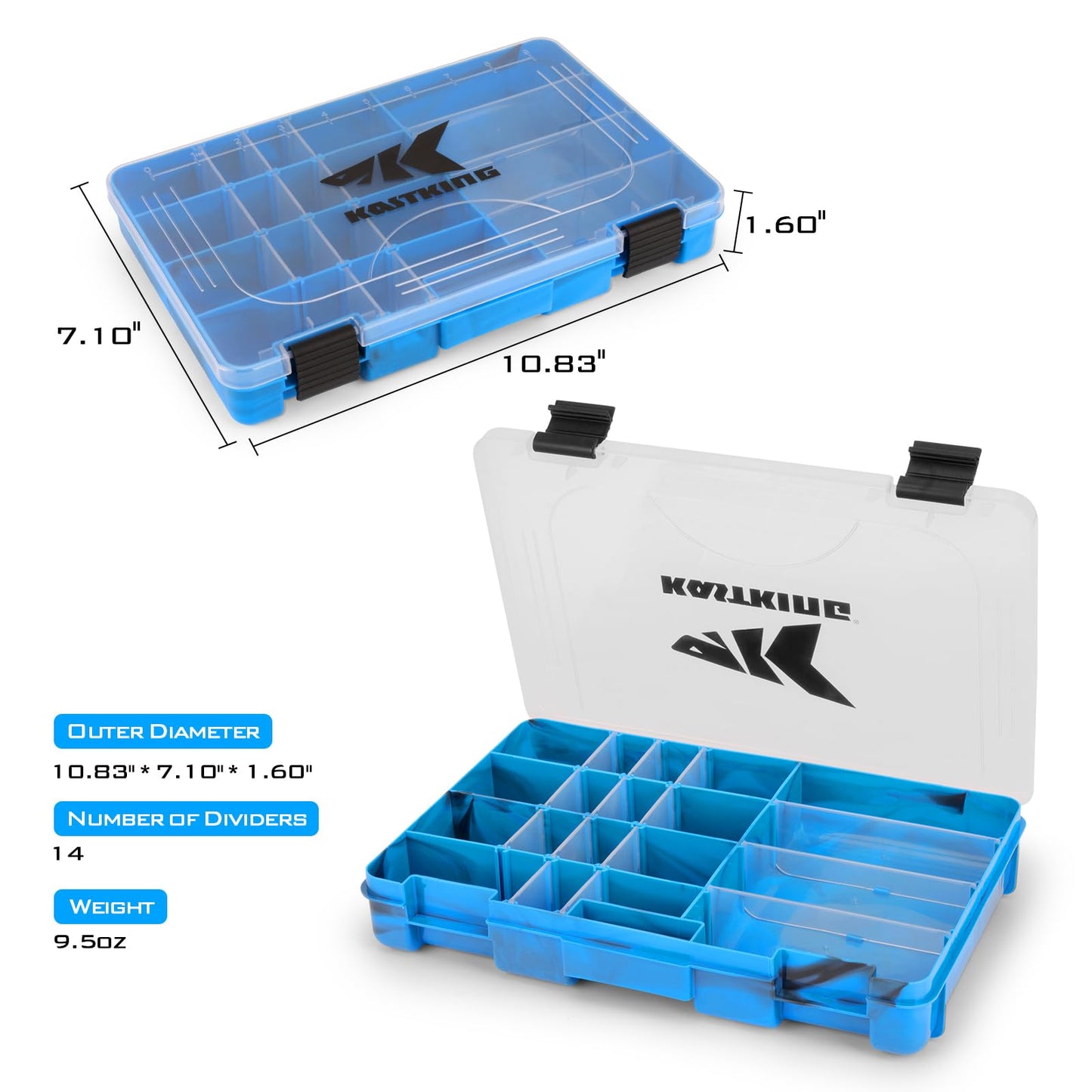 KastKing Bait Vault Camouflage Tackle Box, Plastic Fishing Tackle Box Storage Organizer with Removable Dividers, 4 Packs Tackle Trays Terminal Tackle Storage, Right Angle Lure Boxes
